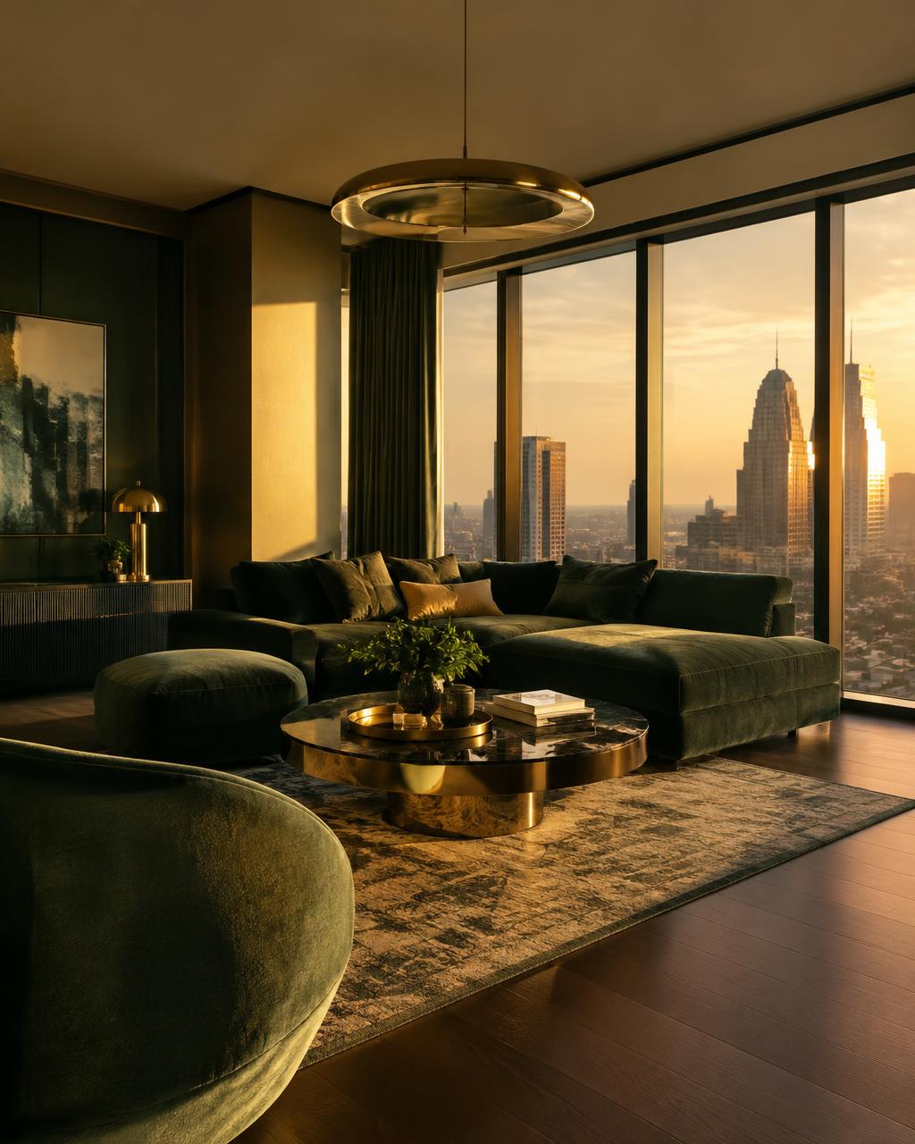 Apartamento de alto padrão ao pôr do sol